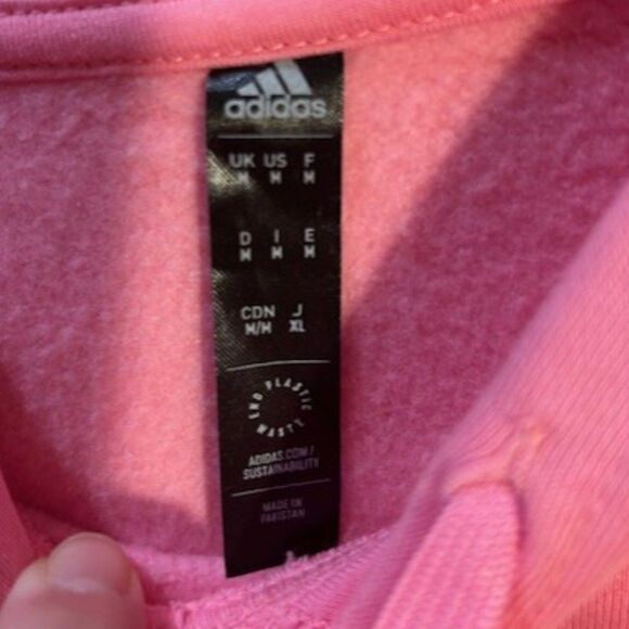 NWT Adidas Men’s Logo Fleece Hoodie Pink/White, Medium - Men's Athletic Fleece - Picture 8 of 9